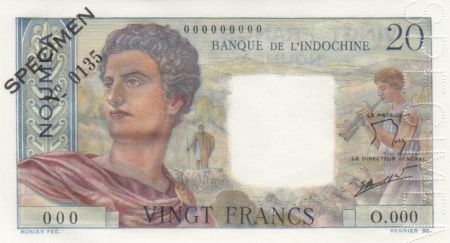 Nle Calédonie 20 Francs Jeune Berger - ND (1963) - Spécimen n°0135