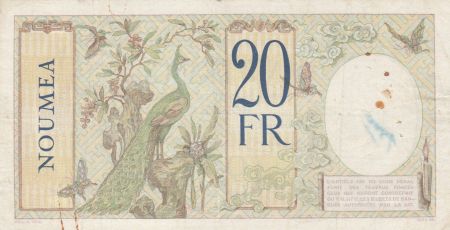 Nle Calédonie 20 Francs ND1929 - Tête de femme, paon