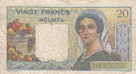 Nle Calédonie 20 Francs ND1951 - berger, femme, fruits