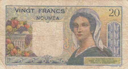 Nle Calédonie 20 Francs ND1958 - berger, femme, fruits