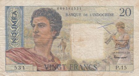 Nle Calédonie 20 Francs ND1963 - berger, femme, fruits