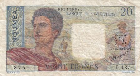 Nle Calédonie 20 Francs ND1963 - berger, femme, fruits