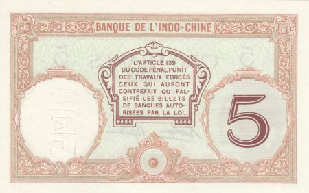 Nle Calédonie 5 Francs Walhain - Spécimen - ND (1937)