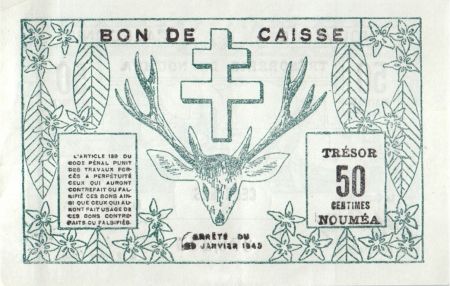 Nle Calédonie 50 centimes Bon de caisse - 1943