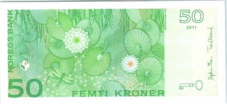 Norvège  50 Kroner, P. C. Asbjornsen, fleurs - 2011