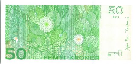 Norvège  50 Kroner, P. C. Asbjornsen, fleurs - 2015 (2016)