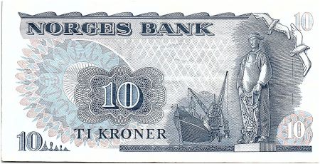 Norvège 10 Kroner, Fridtjof Nansen - Pêcheur - 1973 - TTB - P.36