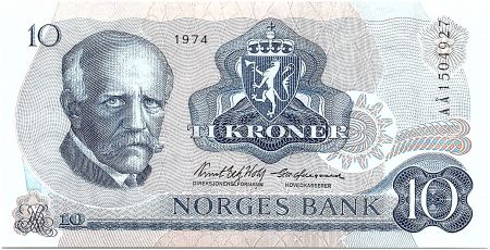 Norvège 10 Kroner, Fridtjof Nansen - Pêcheur - 1974 - SPL - P.36