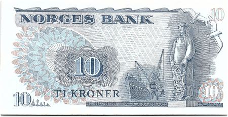 Norvège 10 Kroner, Fridtjof Nansen - Pêcheur - 1976 - TTB - P.36