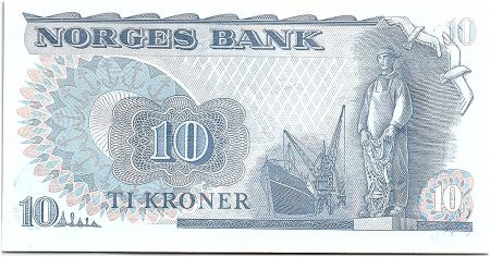 Norvège 10 Kroner, Fridtjof Nansen - Pêcheur - 1977 -  Neuf - P.36