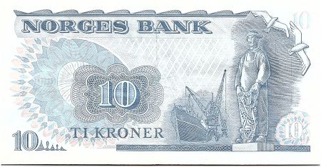 Norvège 10 Kroner, Fridtjof Nansen - Pêcheur - 1977 - TTB - P.36
