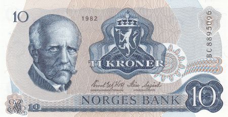 Norvège 10 Kroner, Fridtjof Nansen - Pêcheur - 1982