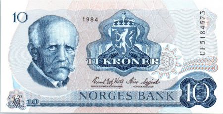 Norvège 10 Kroner, Fridtjof Nansen - Pêcheur - 1984