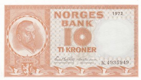 Norvège 10 Kroner Christian Michelsen - 1972 - Neuf - P.31 Série K