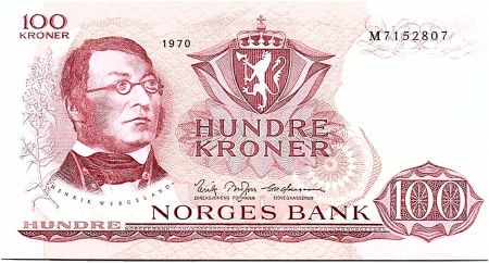 Norvège 100 Kroner Henrik Wergeland - 1970 SPL - Préfixe M