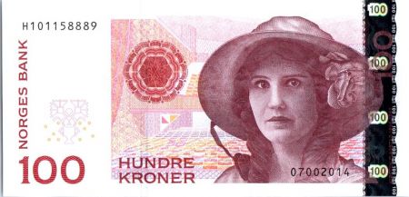 Norvège 100 Kroner Kristen Flagstad - Théâtre 2014 (2016)