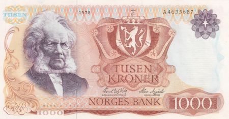 Norvège 1000 Kroner Henrik Ibsen - 1978