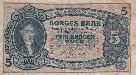 Norvège 5 Kroner - Pres. Christie - ND (1901-1944) - P.7b