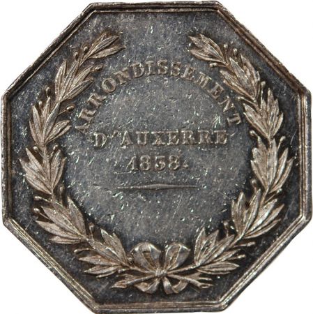 NOTAIRES  AUXERRE  JETON ARGENT poinçon Abeille (1860-1879)