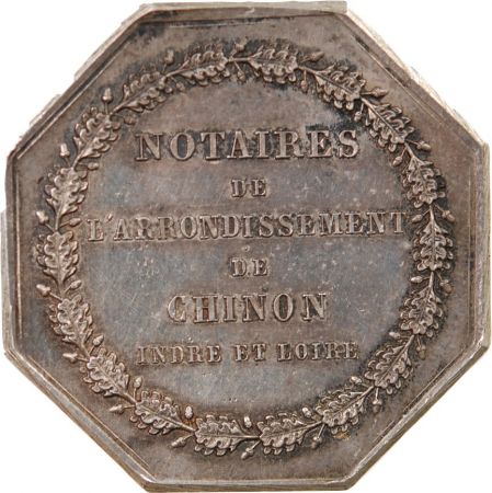 NOTAIRES  CHINON  JETON ARGENT poinçon Corne (après 1879)