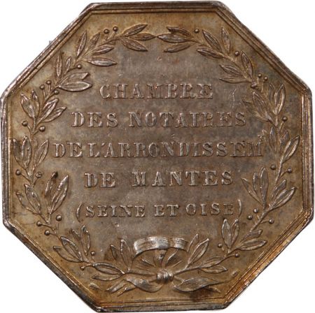 NOTAIRES  MANTES  JETON ARGENT poinçon Abeille (1860-1879)