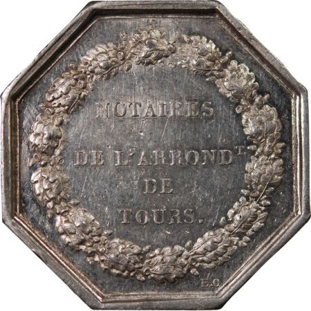 NOTAIRES  TOURS  JETON ARGENT poinçon Abeille (1860-1879)