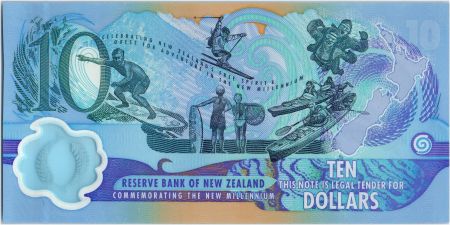 Nouvelle-Zélande 10 Dollars Planète, carte, sports - 2000 Commémoratif