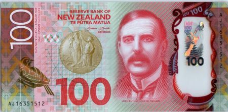 Nouvelle-Zélande 100 Dollars Lord Rutherford of Nelson - Mohua - 2016 Polymer