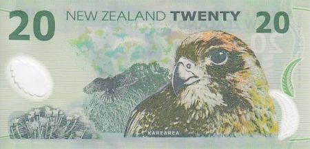 Nouvelle-Zélande 20 Dollars Elizabeth II - Faucons, montagne