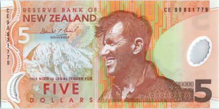 Nouvelle-Zélande 5 Dollars E. Hillary, Mont Everest - Pingouin - 1999