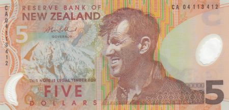Nouvelle-Zélande 5 Dollars E. Hillary, Mont Everest - Pingouin - 2004