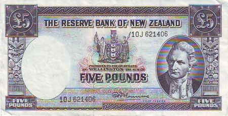 Nouvelle-Zélande 5 Pound Capt. James Cook - Lac Pukaki- 1967