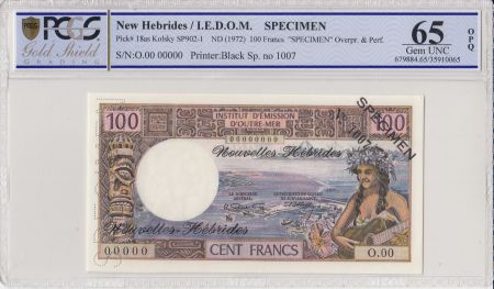 Nouvelles Hébrides 100 Francs Tahitienne - 1970 - Specimen - PCGS 65 OPQ