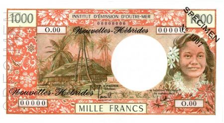 Nouvelles Hébrides 1000 Francs Tahitienne - Hibiscus - Spécimen