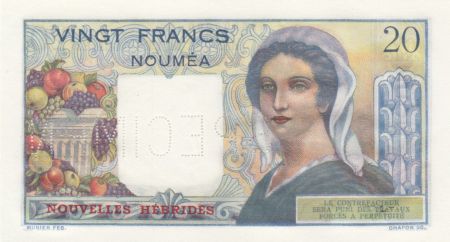 Nouvelles Hébrides 20 Francs Berger - 1945 Spécimen  - Neuf