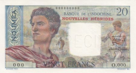 Nouvelles Hébrides 20 Francs Berger - 1945 Spécimen