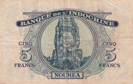 Nouvelles Hébrides 5 Francs - Minerve surchargé France Libre - 1945 - P.5