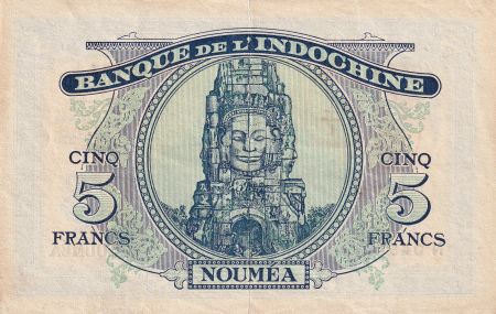 Nouvelles Hébrides 5 Francs - Minerve surchargé France Libre - ND (1945) - P.5
