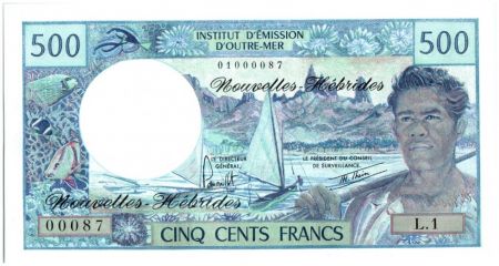 Nouvelles Hébrides 500 Francs Polynésien - Pirogue - 1980 alph L.1