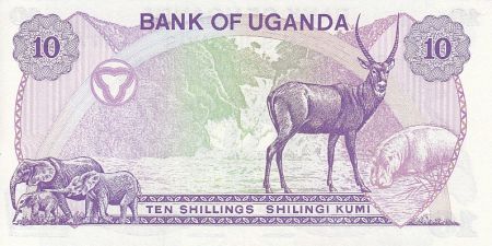 Ouganda 10 Shillings - Armoiries - Animaux - 1982