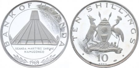 Ouganda 10 Shillings Visit du Pape Paul VI - Monument - 1969-1970