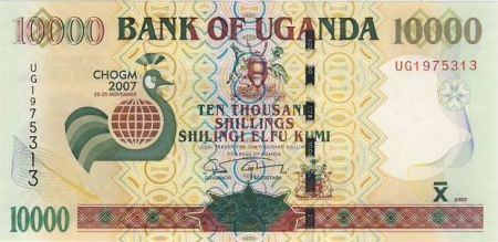 Ouganda 10000 Shillings Congrès CHOGM nov. 2007- Barrage, Gorilles