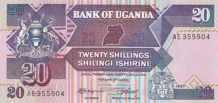 Ouganda 20 Shillings - Armoiries - Palais de Justice - 1987