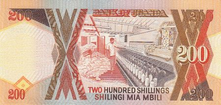 Ouganda 200 Shillings - Armoiries - Usine textile - 1998