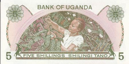 Ouganda 5 Shillings - Armoiries - Cueillette - 1982