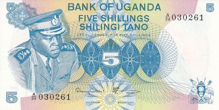 Ouganda 5 Shillings - Président Idi Amin Dada - Ceuillette - 1977