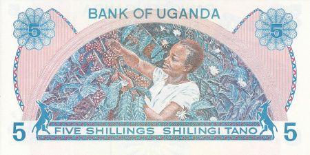 Ouganda 5 Shillings - Président Idi Amin Dada - Ceuillette - 1977