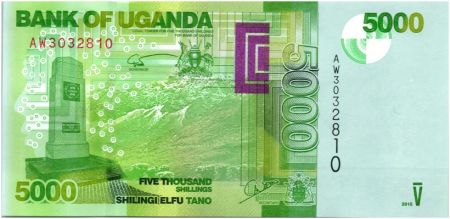 Ouganda 5000 Shillings 2015 - Montagne, oiseaux