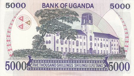Ouganda 5000 Shillings Armoiries - Immeuble - 1986