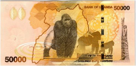 Ouganda 50000 Shillings 2013 - Défilé, Gorilles